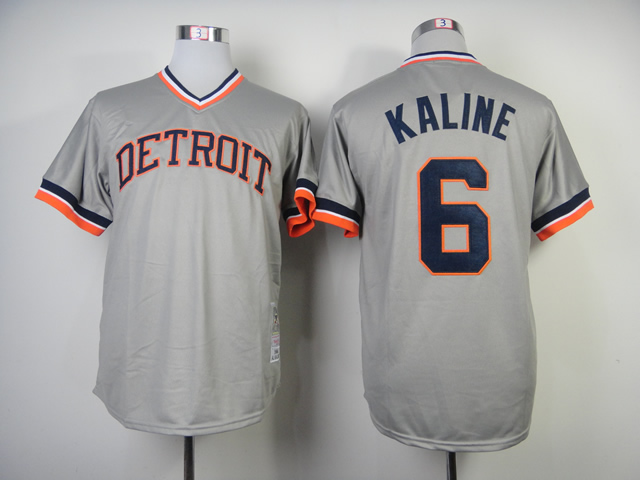 Men Detroit Tigers 6 Kaline Grey Throwback MLB Jerseys